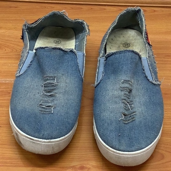Rafaellos Route 66 patch distressed denim slip on shoe size 36 (Preowned) - Picture 5 of 6